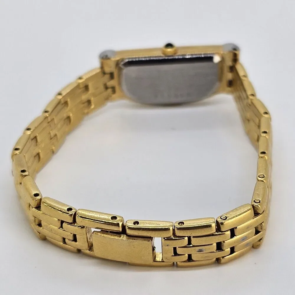 VTG Seiko Half Moon 14MM Women's Watch Black Dial Gold Tone Diamonds 6